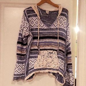 American Rag bohemian style sweater -blue-size XL